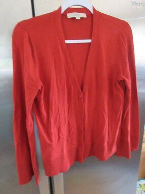 LOFT dk orange  Button-Front  Cardigan m nwot viscose blend
